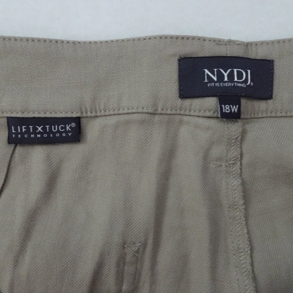 NYDJ Wide Leg Pants Women's Plus Size 18W Brown Linen Blend Cropped Cargo - Picture 7 of 11